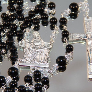Catholic Black Onyx Pieta Rosary