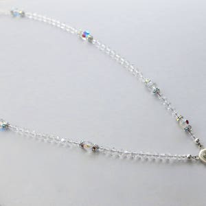 Swarovski Clear Crystal Catholic Rosary Necklace in Sterling Silver image 1