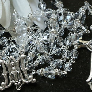 Catholic Swarovski Clear Crystal Rosary Beads image 1