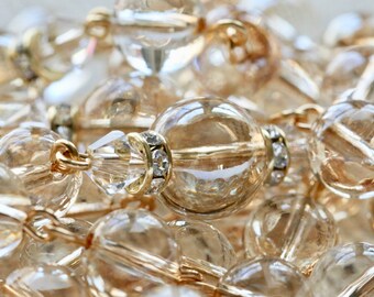 Catholic LARGE BEAD Swarovski Golden Shadow Globe Crystal Lady of Lourdes Rosary