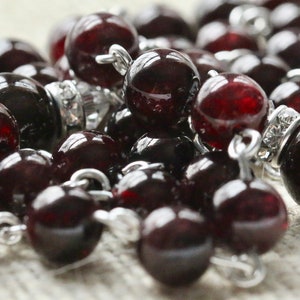 Red Wine Garnet Sacred Heart Rosary with Grade AAA Natural Brazil Gemstone