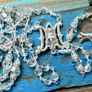 Catholic Swarovski Clear Crystal Rosary Beads image 2