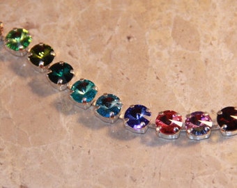 Swarovski Crystal Rainbow 8.5mm Tennis Bracelet