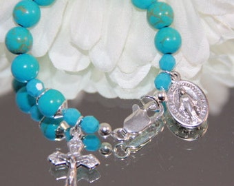 Catholic One Decade Rosary Baptism Bracelet for Boys