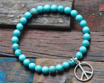 Turquoise Peace Stretch Bracelet