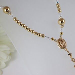 14K Gold Catholic Rosary Necklace