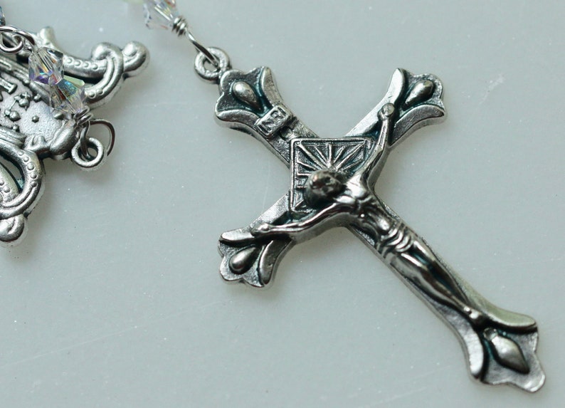 Catholic Swarovski Clear Crystal Rosary Beads image 4
