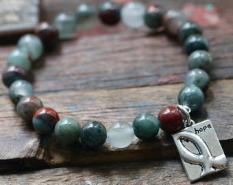 African Bloodstone Hope Stretch Bracelet