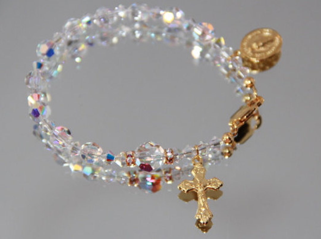 Swarovski One Decade Rosary Bracelet in AB Crystal and Gold - Etsy