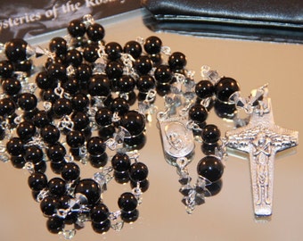 Catholic Black Onyx Pope Francis Rosary