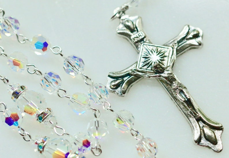 Catholic Swarovski AB Crystal Rosary Beads image 7