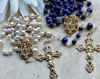 Catholic Wedding Rosary Set in Gold