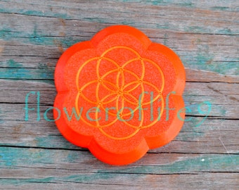 Orange box with flower of life for a pendant