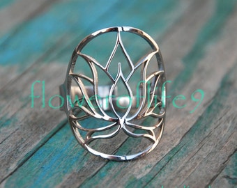 Bague Fleur de Lotus - Acier Inoxydable