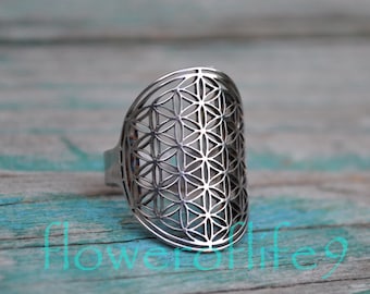 Bague fleur de vie - Saqqarah - Acier inoxydable