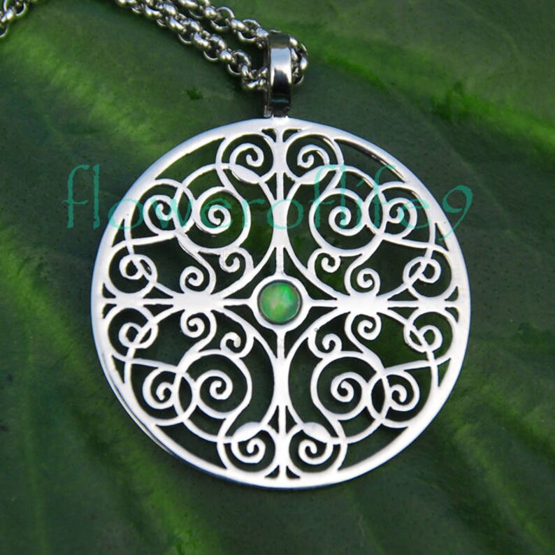 1 18 Stainless Steel Mandala of Understanding with ethiopian opal