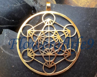 Metatron's Cube pendant (1 3/4) - Brass