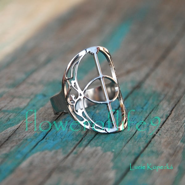 Vesica Pisces ring - Stainless Steel