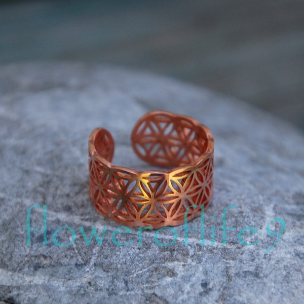 Flower of life ring III - Copper