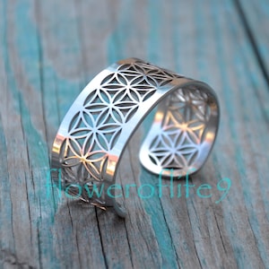 Flower of life bracelet solid V - Stainless Steel