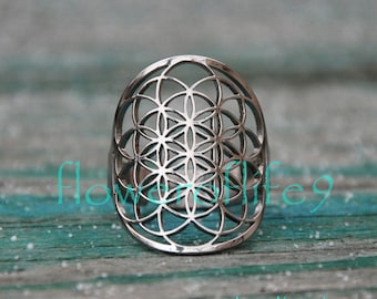 Flower of life ring I - Stainless Steel