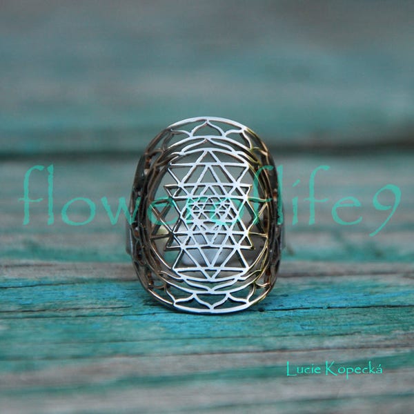 Sri Yantra ring II - Stainless Steel