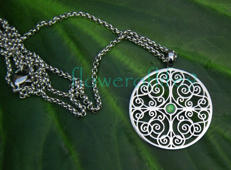 1 18 Stainless Steel Mandala of Understanding with ethiopian opal