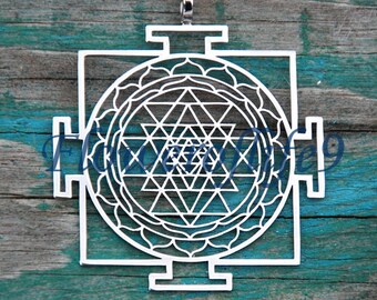 Sri Yantra pendant (1 3/4 x 2 inch) - Stainless Steel