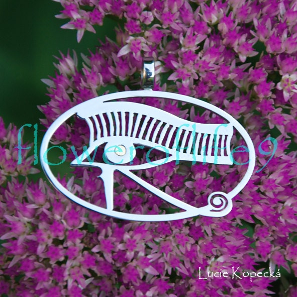 The Eye of Horus  with gold plated neodymium magnet pendant (1 1/2 x 1 inch) Stainless Steel