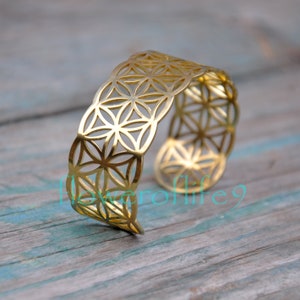 Flower of life bracelet solid III - Brass