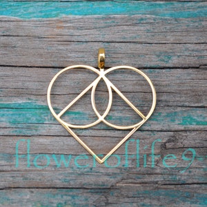 Vesica Pisces III pendant - Stainless Steel, TiN (gold color) coating