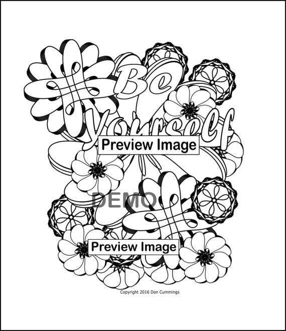 Be Yourself Positive Affirmation Coloring Page Adult Coloring Etsy
