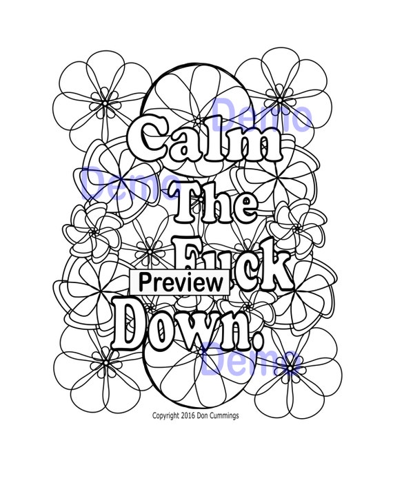 Calm The Fck Down Instant Digital Download Swear Word Etsy