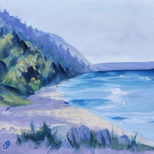Empire Beach Painting: Original Acrylic Landscape Art, Michigan Coast Michigan Wall Art Impressionist