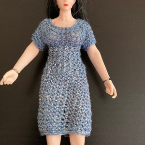 Fits Phicen blue 1/12 scale doll dress Miniature wearable gown