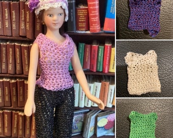 1:12 Scale Top blouse fit Miniature dollhouse dolls crochet wearable outfit