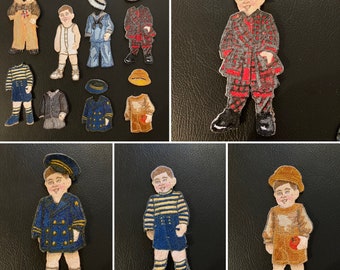 Boy paper doll machine embroidered lot of clothes