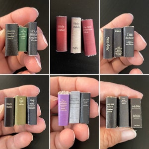 Lot of Miniature Bibles 1:12 scale tiny one inch tall library dollhouse books for display & Dictionary