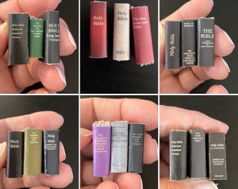 Lot of Miniature Bibles 1:12 scale tiny one inch tall library dollhouse books for display & Dictionary