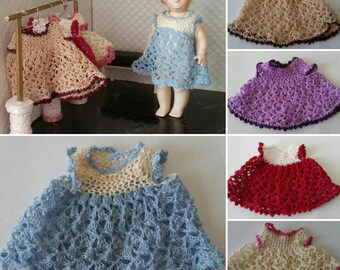 Crochet dress for 8-10 inch dolls Ginny, Goebel Hummel, Patsyette bisque Googly eye doll