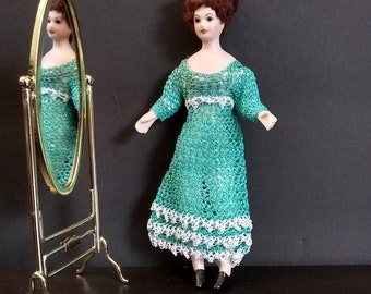 PDF File 101 Miniature 1:12 scale Regency Era Gown A-line Doll Dress Crochet Digital Download Pattern Lorraine Bridal