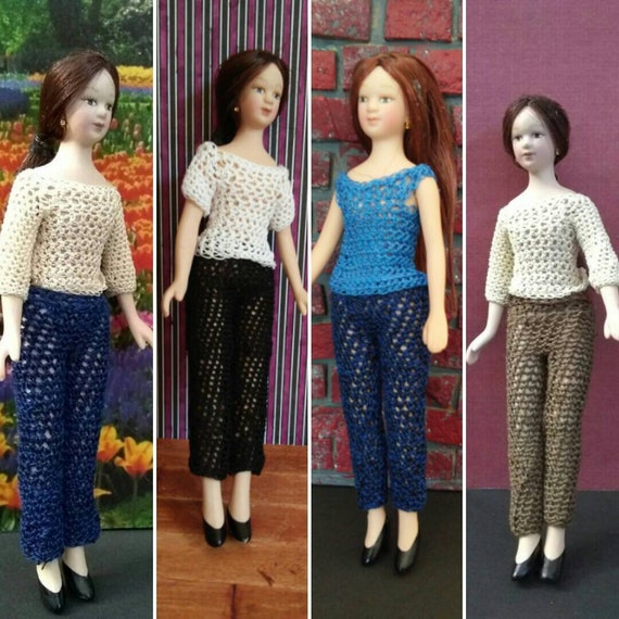 Dollhouse Kids Wearable Pants and Red White Shirt for Miniature Doll