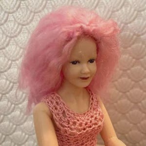 Soft WIG fits 1:12 scale Heidi Ott and 6 cm head miniature dolls soft hair blond brown black pink