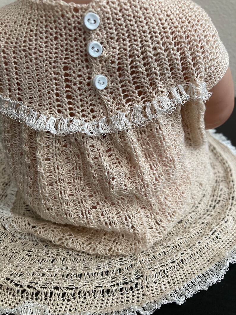 Ecru hand crocheted doll dress Gown fits 12-15 dolls image 6