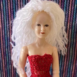CURLY silky hair blond black brown wig for 1/12 scale Heidi Ott and 6 cm head miniature dolls