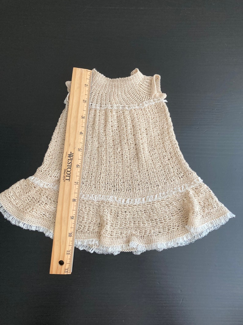 Ecru hand crocheted doll dress Gown fits 12-15 dolls image 4