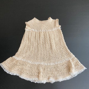 Ecru hand crocheted doll dress Gown fits 12-15 dolls image 3