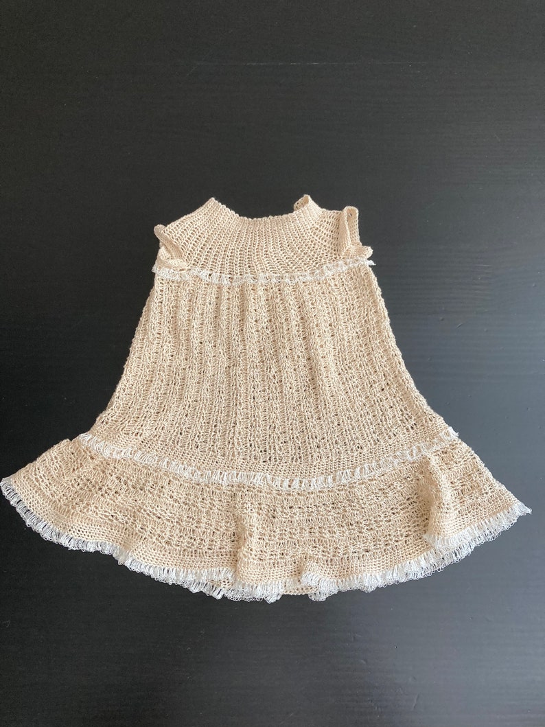 Ecru hand crocheted doll dress Gown fits 12-15 dolls image 3
