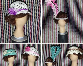 20s style CLOCHE dollhouse crochet flapper style hat for 6 cm dolls 1:12 scale