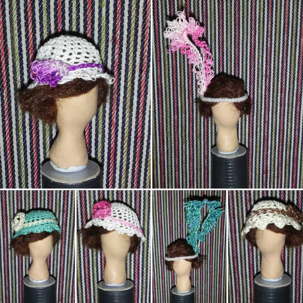 1:12 Miniature Doll 20s style CLOCHE dollhouse crochet flapper style hat wig